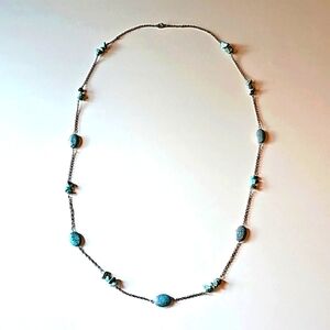 Turquoise Stone Necklace 35 Inches